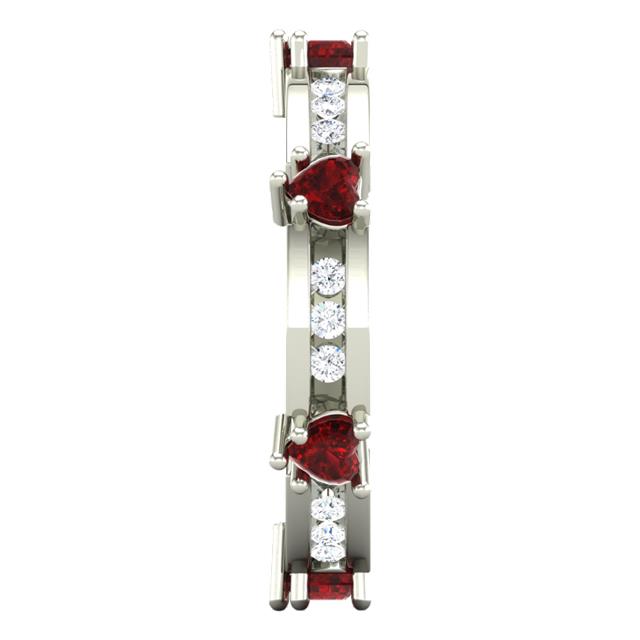 I'll Never Let You Go - Genuine Diamond & Ruby 14K White Gold Eternity Ring