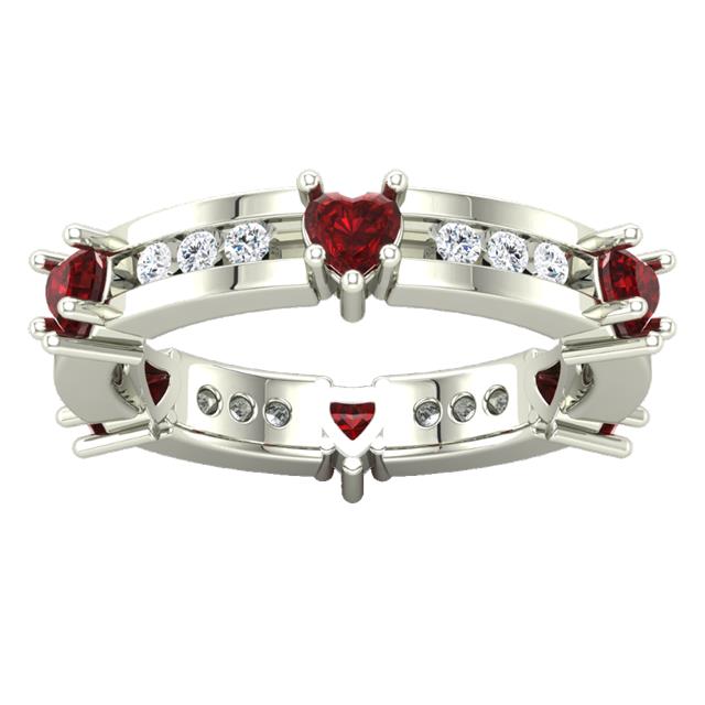 I'll Never Let You Go - Genuine Diamond & Ruby 14K White Gold Eternity Ring