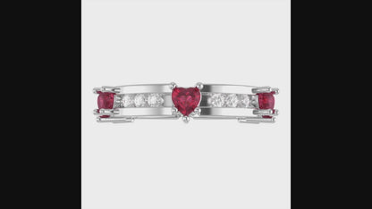 I'll Never Let You Go - Genuine Diamond & Ruby 14K White Gold Eternity Ring
