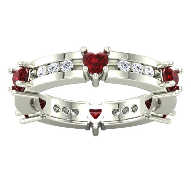 I'll Never Let You Go - Genuine Diamond & Ruby 14K White Gold Eternity Ring