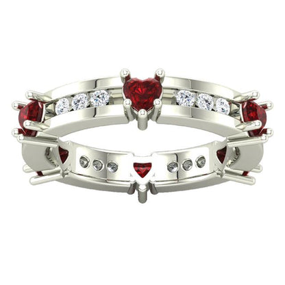 I'll Never Let You Go - Genuine Diamond & Ruby 14K White Gold Eternity Ring