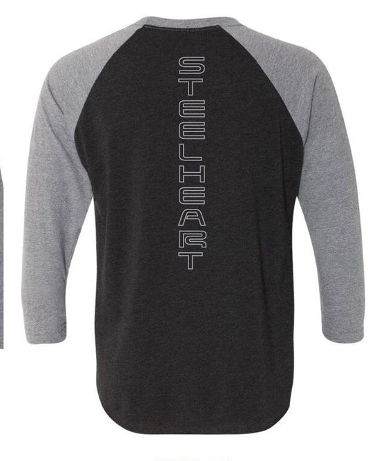 Silver Distressed Logo - Baseball Tee - 3/4 Sleeve